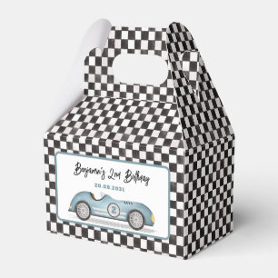 レトロブルーレースカー2速い男の子2nd誕生日 フェイバーボックス
