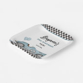 レトロブルーレースカー2速い男の子2nd誕生日 ペーパープレート (傾斜あり)