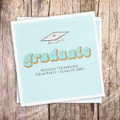 レトロブルー卒業パーティーカスタムランチョン スタンダードランチョンナプキン