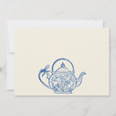 レトロブルー弓ティーポットベビー醸造赤ちゃんシャワー サンキューカード (裏面)