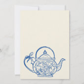 レトロブルー弓ティーポットベビー醸造赤ちゃんシャワー 招待状 (裏面)