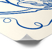 レトロブルー弓ティーポット赤ちゃんシャワーへようこそ ポスター (角)