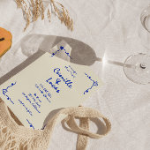 レトロブルー手書きお洒落結婚ズ 招待状