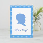 レトロブルー水玉模様ベビー発表 招待状 (スタンド正面)