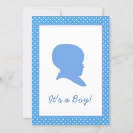 レトロブルー水玉模様ベビー発表 招待状