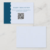 レトロブルー波状ベビーレジストリQRコード エンクロージャーカード (正面/裏面)