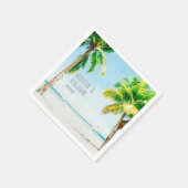 レトロブルー海ビーチパームツリーズトロピカル結婚ツ スタンダードカクテルナプキン (角)