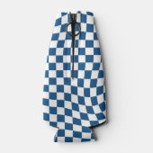 レトロブルー白チェック反市松模様に転 ボトルクーラー (裏面)