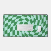 レトロブルー緑チェック反市松模様に転 デスクマット (キーボード&マウス)