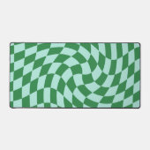 レトロブルー緑チェック反市松模様に転 デスクマット (正面)