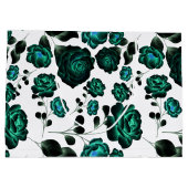 レトロブルー花園ヴィンテージユニーク模様 ラージペーパーバッグ (裏面)