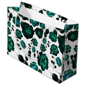 レトロブルー花園ヴィンテージユニーク模様 ラージペーパーバッグ (正面アングル)