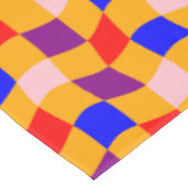 レトロブルー赤紫コットン市松模様にダイニング テーブルクロス (アングル)