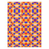 レトロブルー赤紫コットン市松模様にダイニング テーブルクロス (正面)