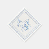 レトロブルー間抜けグース手描き男の赤ちゃんシャワー スタンダードカクテルナプキン (角)