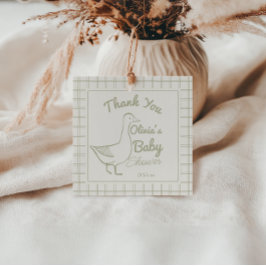 レトロブルー間抜けグース手描き男の赤ちゃんシャワー フェイバータグ