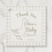 レトロブルー間抜けグース手描き男の赤ちゃんシャワー フェイバータグ (正面)