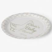 レトロブルー間抜けグース手描き男の赤ちゃんシャワー ペーパープレート (アングル)