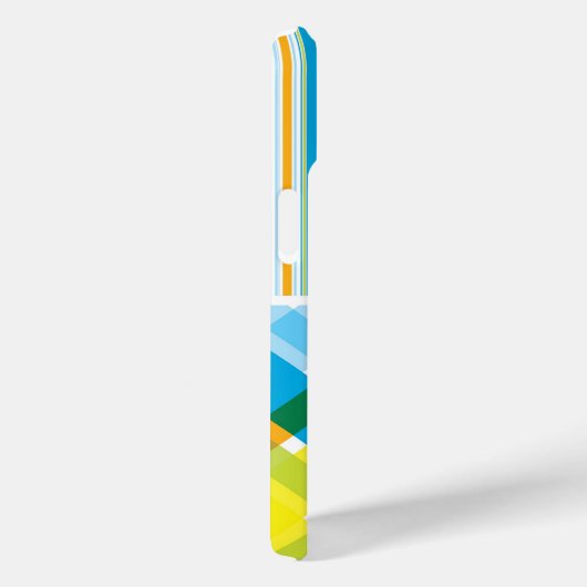 レトロブルー黄色の格子模様ドット落書き Case-Mate iPhoneケース (裏面 / 右)