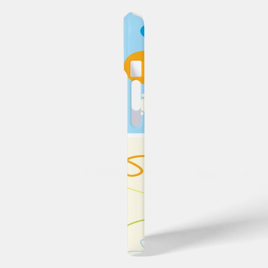 レトロブルー黄色の格子模様ドット落書き Case-Mate iPhoneケース (裏面 / 左)