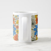 レトロブルー、イエロー&オレンジフローラ ジャンボコーヒーマグカップ (裏面)