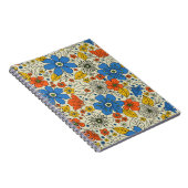 レトロブルー、イエロー&オレンジフローラ ノートブック (右側)