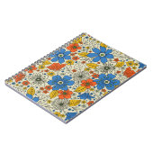 レトロブルー、イエロー&オレンジフローラ ノートブック (左側)