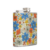 レトロブルー、イエロー&オレンジフローラ フラスク (右)