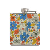 レトロブルー、イエロー&オレンジフローラ フラスク (裏面)