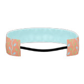 レトロブルー&グリーンつる植物オンオレンジフローラルパターン アスレチックヘッドバンド (裏面)