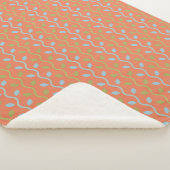 レトロブルー&グリーンつる植物オンオレンジフローラルパターン シェルパブランケット (3/4)