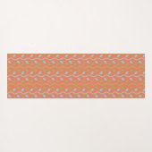 レトロブルー&グリーンつる植物オンオレンジフローラルパターン ヨガマット (裏面(横))