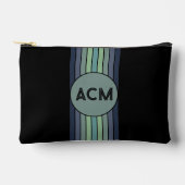 レトロブルー&グリーンサーフボードストライプの アクセサリーポーチ (正面)