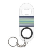 レトロブルー&グリーンサーフボードストライプの キーホルダー栓抜き (正面)