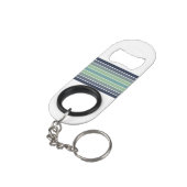 レトロブルー&グリーンサーフボードストライプの キーホルダー栓抜き (裏面アングル)