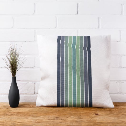 レトロブルー&グリーンサーフボードストライプの クッション
