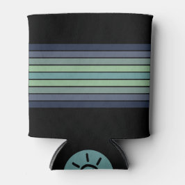 レトロブルー&グリーンサーフボードストライプの 缶クーラー