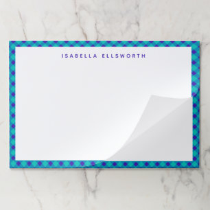 レトロブルー&パープルギンガムプレイパーソナライズされたド ペーパーパッド