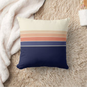 レトロブルー&ピーチストライプのピロー クッション (ブランケット)