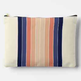 レトロブルー&ピーチ「サーフボード」 ストライプの アクセサリーポーチ