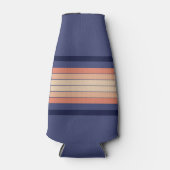 レトロブルー&ピーチ「サーフボード」 ストライプの ボトルクーラー (正面)