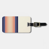 レトロブルー&ピーチ「サーフボード」 ストライプの ラゲッジタグ (正面横)