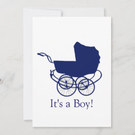 レトロブルー ベビー発表 招待状