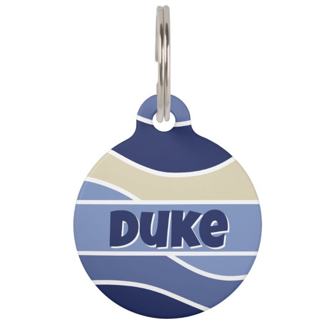 レトロブルー ペット　ネームタグ (正面)