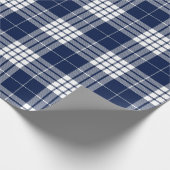 レトロブルー ホワイト クリスマス 新年 タルタン プラッド ラッピングペーパー (角)