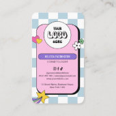 レトロブルーGroovyロゴソーシャルメディアQRコード 名刺 (裏面)