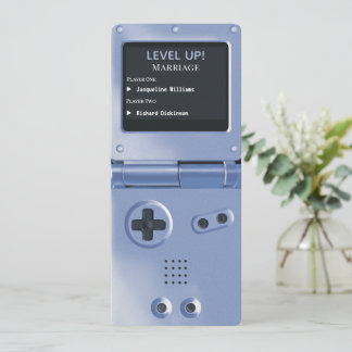 レトロブルーII ハンドヘルドゲーム機 ウェディングインビテーション 招待状
