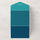 レトロブルーQRコー結婚ド オールインワン招待状 (外側)