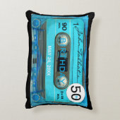 レトロブルーT4オーディオテープ50誕生日A枕 アクセントクッション (裏面(縦))