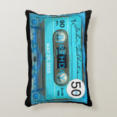 レトロブルーT4オーディオテープ50誕生日A枕 アクセントクッション (正面(垂直))